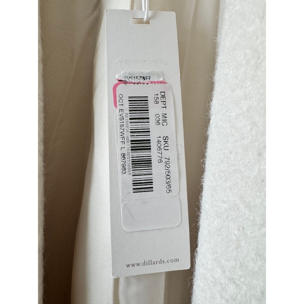 EVERY Womens Cream Longline Maxi Wrap Coat Geometric Knit Sleeves Large NWT - Picture 9 of 11